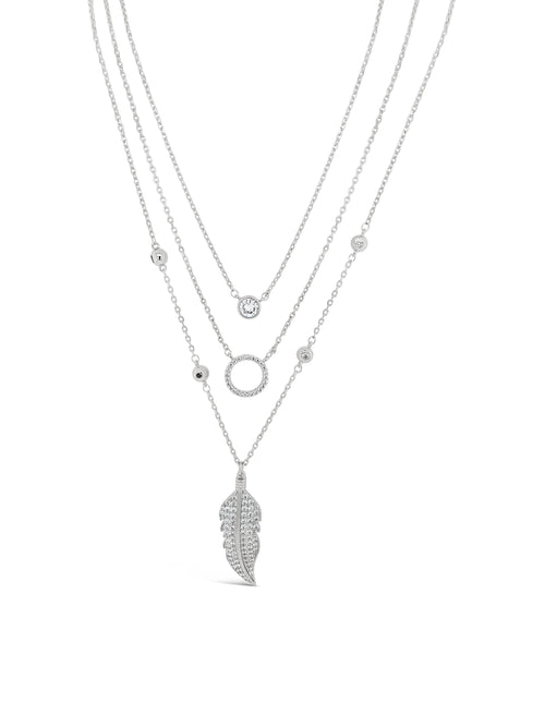 Feather silver necklace