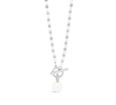Silver/pearl drop necklace