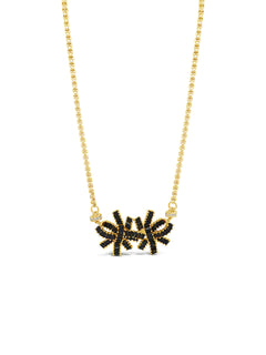 Double bow necklace gold/jet
