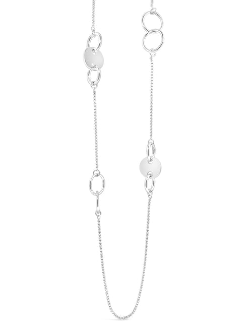 Long circles necklace silver