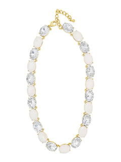 Gold/white opal crystal necklace