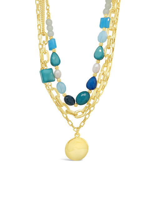 Gold/turquoise triple necklace