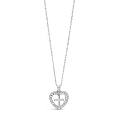 Heart and cross chain silver