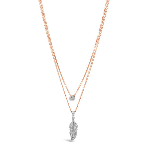 Feather necklace rose gold