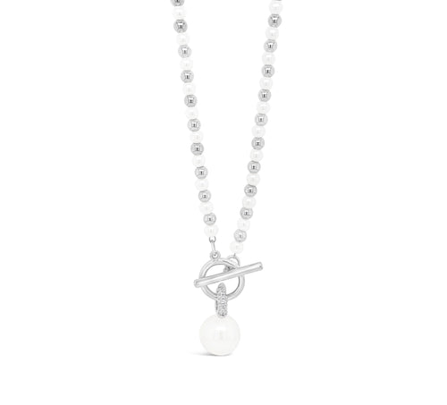 Silver/pearl drop necklace