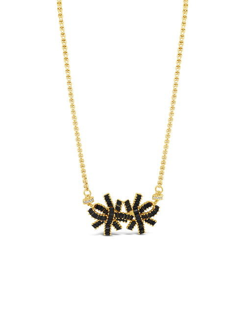 Double bow necklace gold/jet