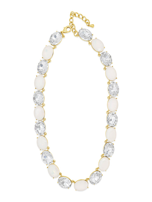 Gold/white opal crystal necklace